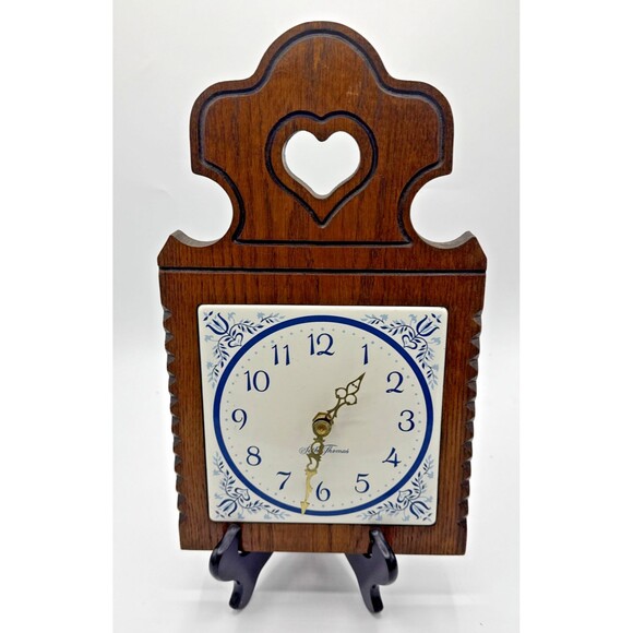 Seth Thomas Blue Hearts Garden Tile Wall Clock Made in USA TESTED WORKS 13”x8” - Picture 2 of 11